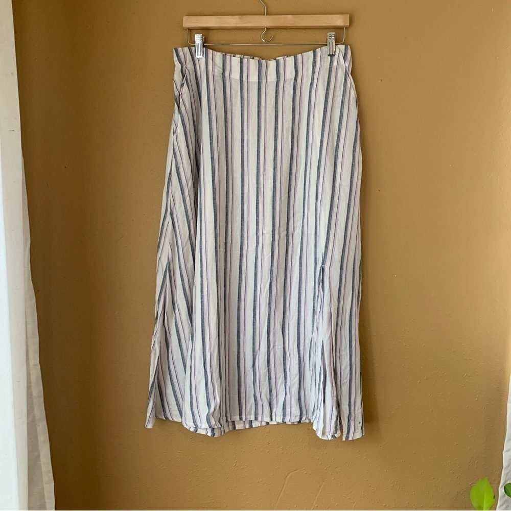 Caslon Linen Blend Midi Skirt James Stripe